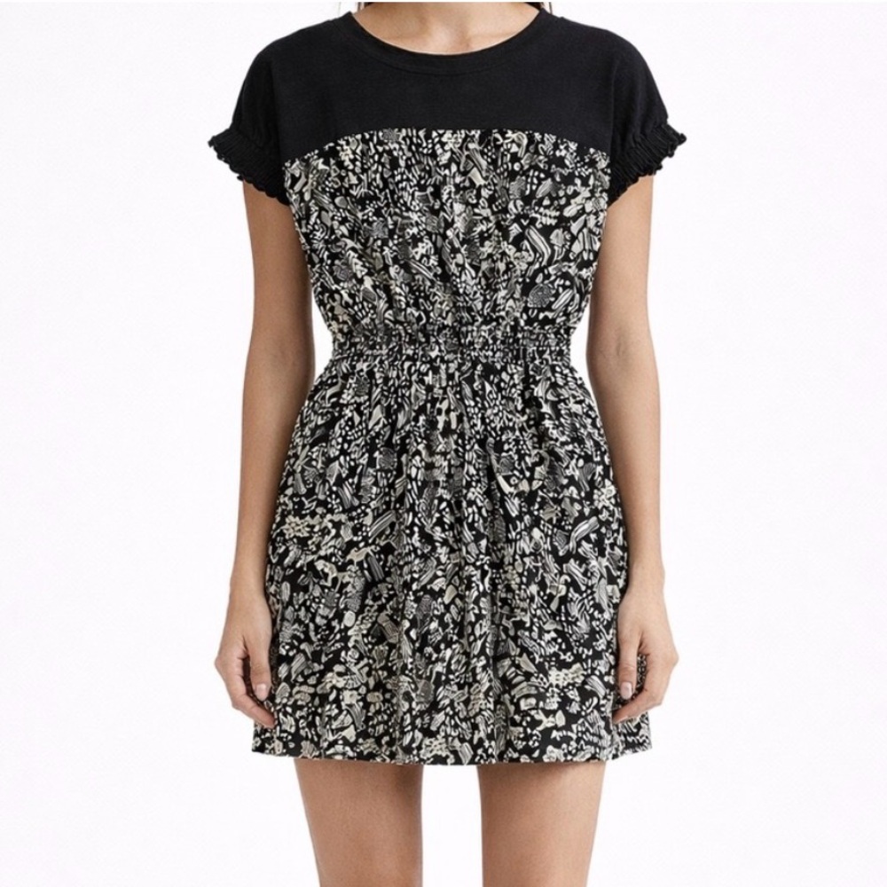 Sea New York black and white deer patterned mini dress size 2